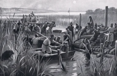 De bouw van Williams dam bij Ely, jaren 1920